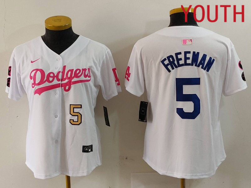 Youth Los Angeles Dodgers #5 Freeman White joint name 2024 Nike MLB Jersey style 9121->youth nfl jersey->Youth Jersey